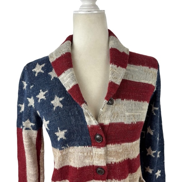 Denim & Supply Ralph Lauren American Flag Sweater Cardigan Size Medium Cotton - Picture 8 of 16